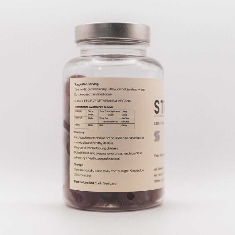 Lion's Mane Mushroom Gummies 2000mg Fruiting Body | 60 Vegan