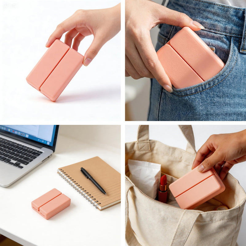 2 Pack Daily Pill Organizer, 7 Compartments Travel Pill Organizer - Folding Pill Case for Purse/Pocket, BPA-Free Pill Organizer Travel to Hold Vitamins, Cod Liver Oil, Supplements & Medication (Pink)