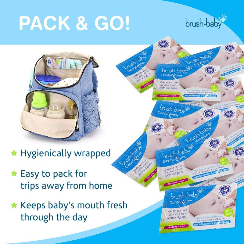 [Australia] - Brush Baby Teething Relief Dental Wipes for Ages 0-Toddler - Naturally Eliminate Teething Pain, Prevent Tooth Decay and Sour Milk Breath - 28 Finger Wipes 28 Count (Pack of 1) 