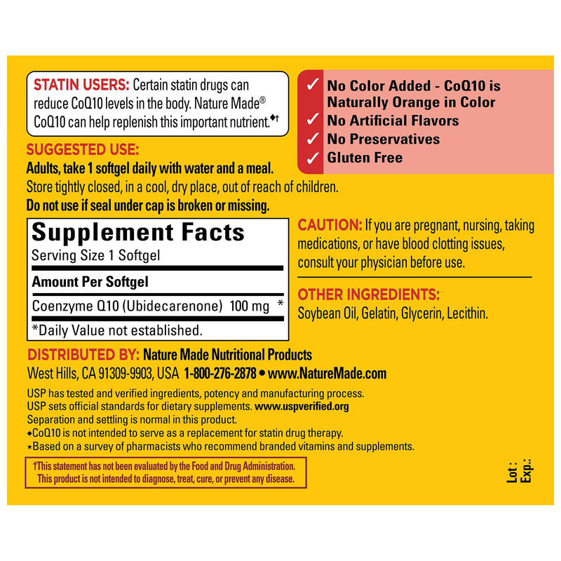 [Australia] - Nature Made CoQ10 100mg, Dietary Supplement for Heart Health Support, 120 Softgels, 120 Day Supply 120 Count (Pack of 1) 