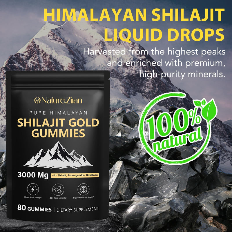 [Australia] - Shilajit Gummies for Men & Women - Pure Himalayan Shilajit Gold Gummies Rich in Ashwagandha, Gokshura with 85+ Minerals, Authentic Flavor, 100% Natural, 80 Gummies 