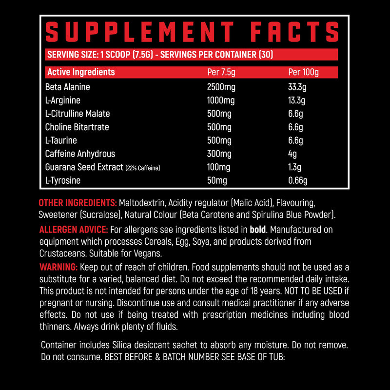 The Purge - Pre Workout 225g Powder Shake - High Caffeine Content - Helps with Energy, Focus and Blood Flow - No Crash - Potent Formula - Quick Absorbing (Green Apple) Green Apple