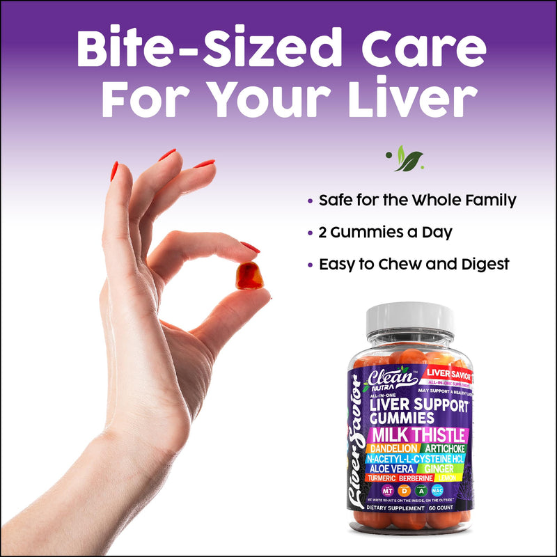 [Australia] - Clean Nutra Liver Cleanse Detox & Repair Gummies | Milk Thistle Gummy Liver Support Vitamins | Dandelion, Artichoke, Aloe Vera, Ginger, Berberine, Lemon, N-Acetyl-L-Cysteine, Turmeric Supplement HCL 1 