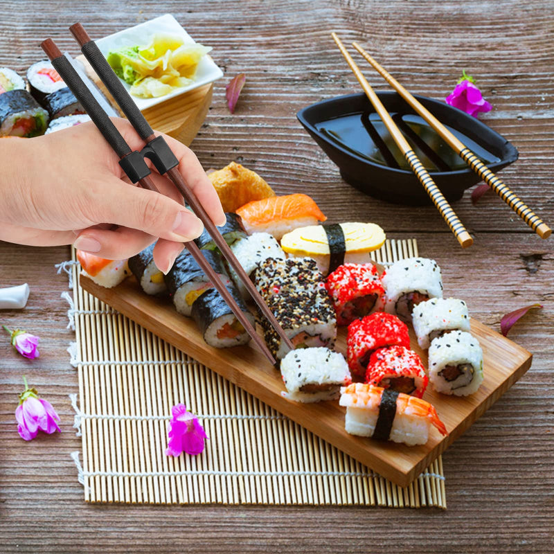 [Australia] - 5 Pieces Reusable Chopsticks Helpers Training Chopstick Hinges Connector Practice Chinese Chopstick Helper for Adults, Kids, Beginner, Trainers (Black) Black 