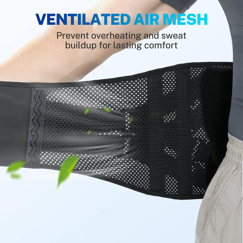 [Australia] - Back Brace for Lower Back Pain Relief, Extra Lumbar Support Pillow, Lightweight Carbon Fiber Splints, Ultra-thin Mesh, Adjustable Fit, for Under Clothes, Sciatica, Posture, Lifting, Size M Black 