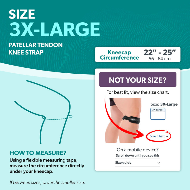 BraceAbility Patellar Tendon Support Strap - Knee Stabilizer Brace with Adjustable Band for Patella Tendonitis, Osgood Schlatter, Soccer, Basketball, Running, Jumper's Knee, Tennis, Volleyball (3XL) 3X-Large
