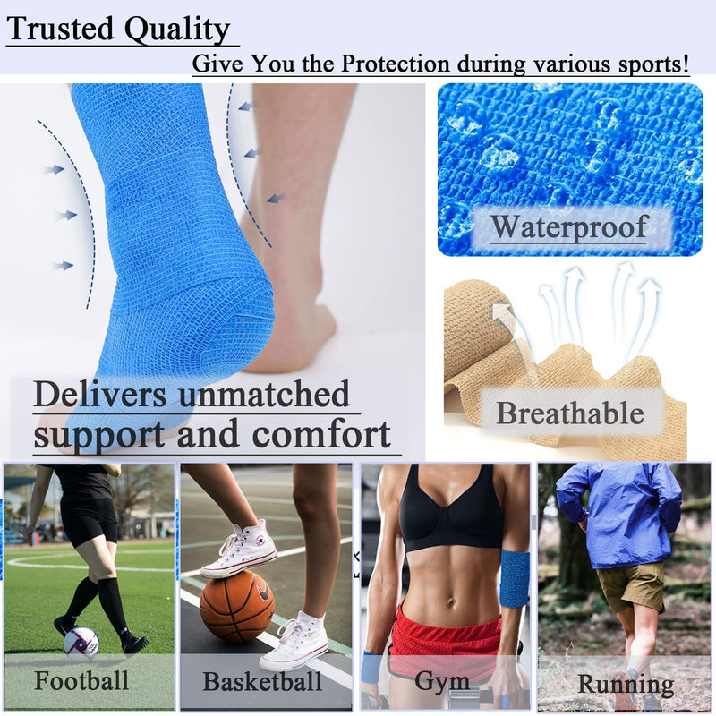 20 Rolls Self Adhesive Bandage 4 inch Self Adherent Cohesive Bandages, 10cm x 4.5m Elastic Breathable Bandage Wrap for Wriste, Sports and Stretch Athletic,Pet Vet Wrap for Horse,Dog,Cat Mixed-20 Rolls
