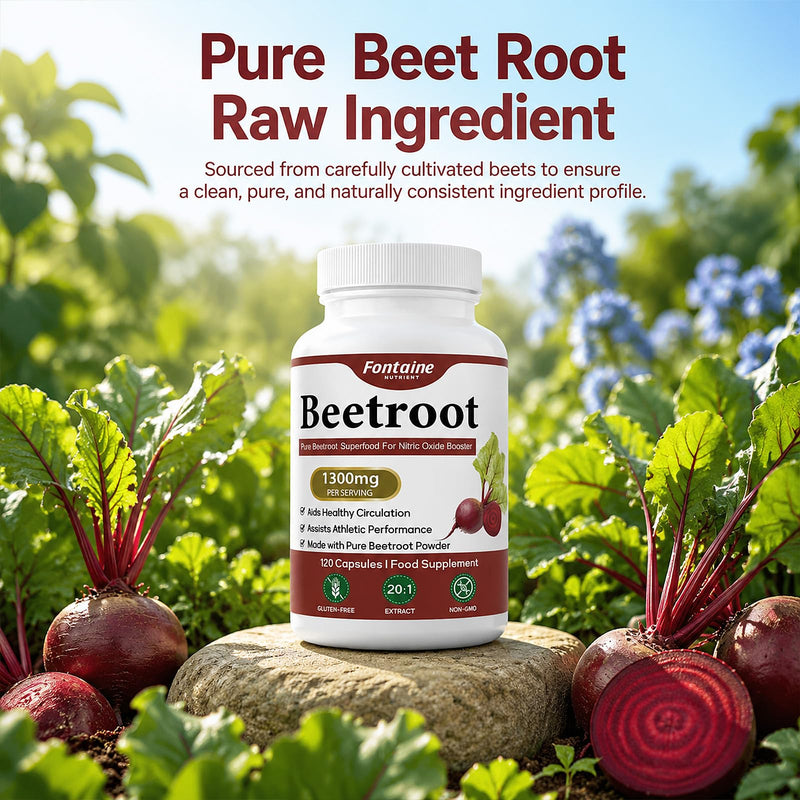 Beet Root Capsules with Beetroot Powder Extract, Nitric Oxide Booster Supplement, Plant Based Formula for Energy Routine and Immune and Digestive, Boost Vitality, Pure, Non-GMO, 120 Capsules
