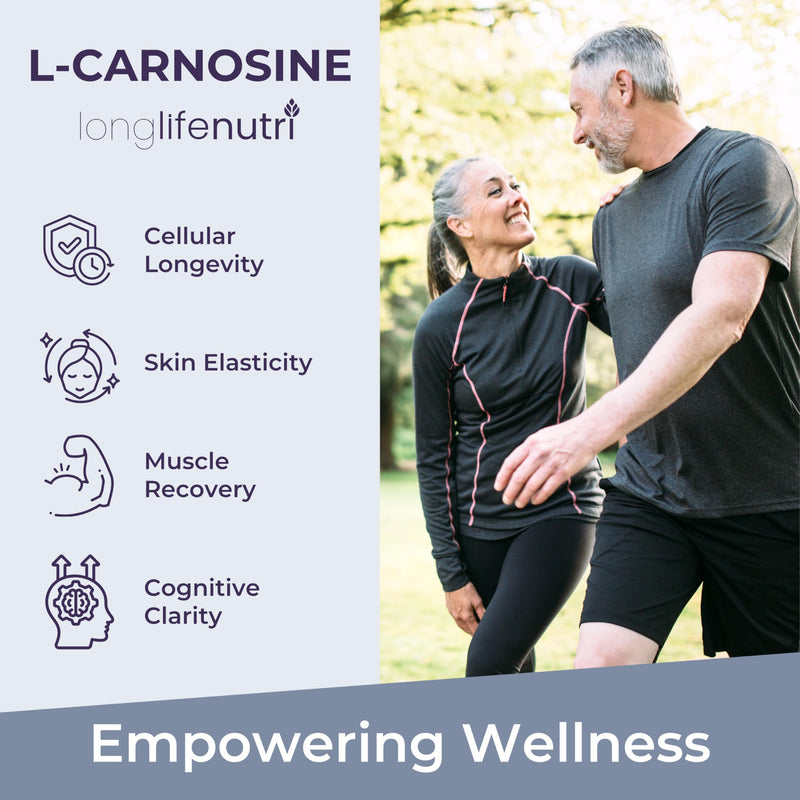 LongLifeNutri L-Carnosine 1000mg - Beta-Alanyl-L-Histidine Supplement for Cellular Energy & Brain Clarity, 120 Vegetarian Capsules, 2-Month Supply, GMP Certified, Made in USA 120 Count (Pack of 1)
