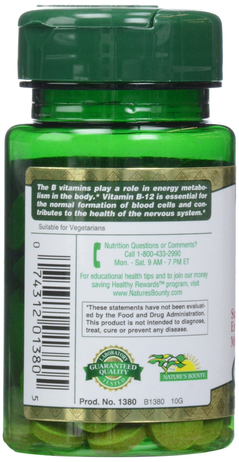 Nature's Bounty Vitamin B-12 1000 mcg Tablets, 100 Count (Pack of 1) 100 Count (Pack of 1)