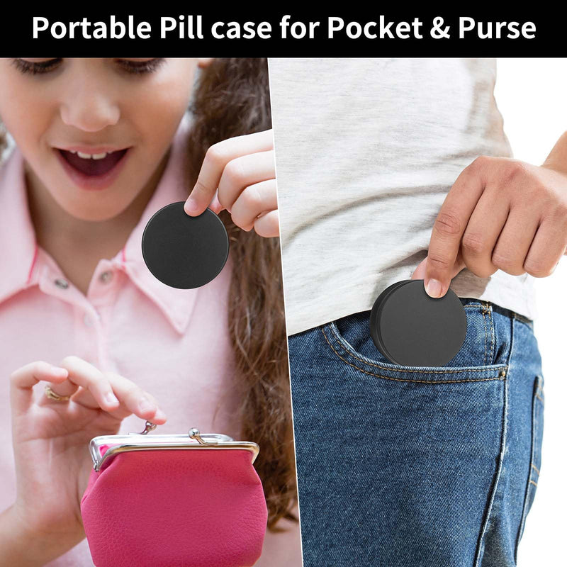 Portable Pill Case Pill Box Daily - Waterproof Single Metal Pill Organizer | for Pocket Purse, Aluminium Alloy Round Daily Medicine Container to Hold Vitamins, Fish Oil Medium Size M