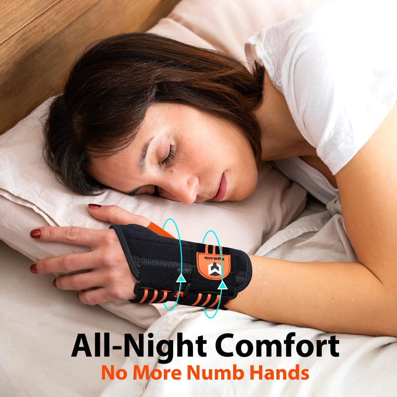 2 Pack Carpal Tunnel Wrist Brace [2025 Upgraded Adjustable Straps & Elastic Thumb Hole] Soft Breathable Night Support Wrist Brace for Pain Relief Tendonitis, Sprain, Arthritis - Left & Right (Size:S) Small（5-6"）