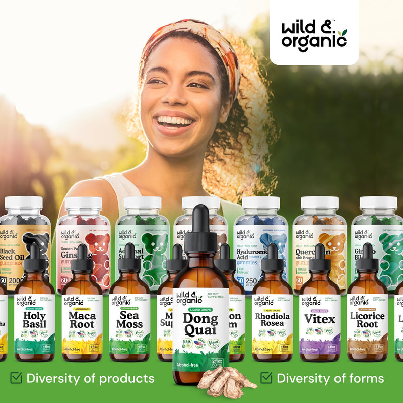 [Australia] - Wild & Organic Dong Quai Tincture 500 mg - Angelica Root Supplements for Women - Dong Quai Root Liquid Extract Drops - Angelica Sinensis Herb - No Sugar & Alcohol - 2 fl oz 2 Fl Oz (Pack of 1) 