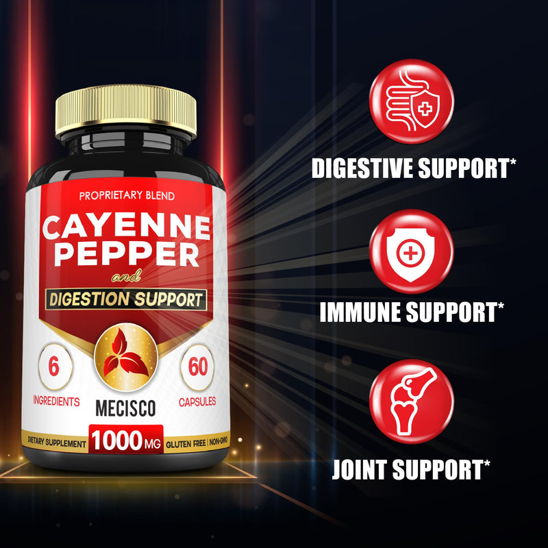 [Australia] - 6in1 Cayenne Pepper Capsules Organic with Ginger Root, Beet Root, and Black Pepper and More - 60 Capsules - Cayenne Supplement Supports Digestion System, Immunity & Joint Health 60 Count (Pack of 1) 