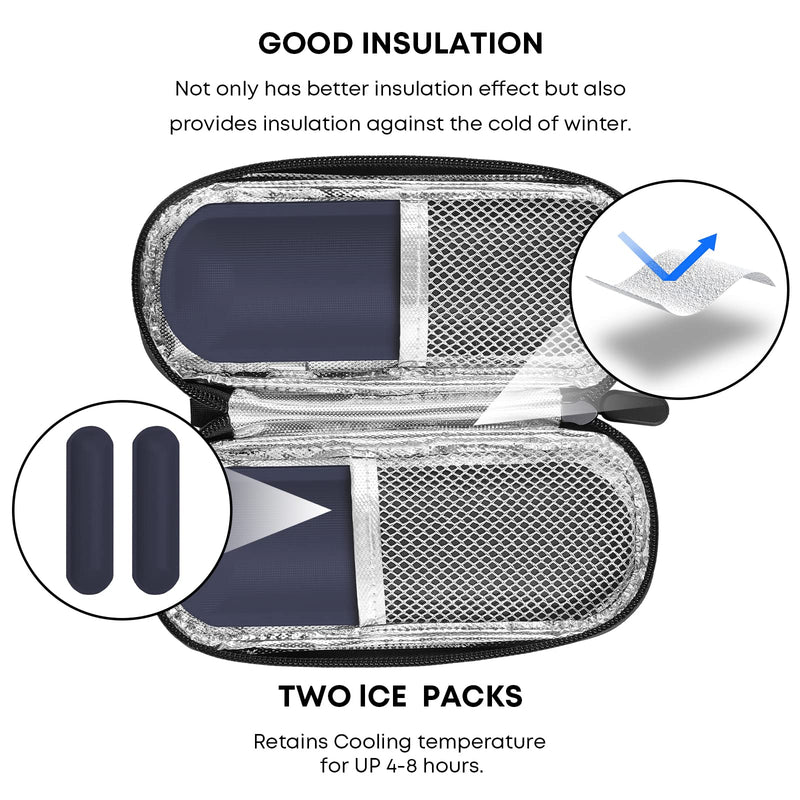 [Australia] - MOSLA Insulin Cooler Travel Case with 2 Reusable Ice Packs for Insulin Pen Portable Medical Cooler Bag for Diabetes and Other Diabetic Supplies for The Daily Life and Trip Black01 