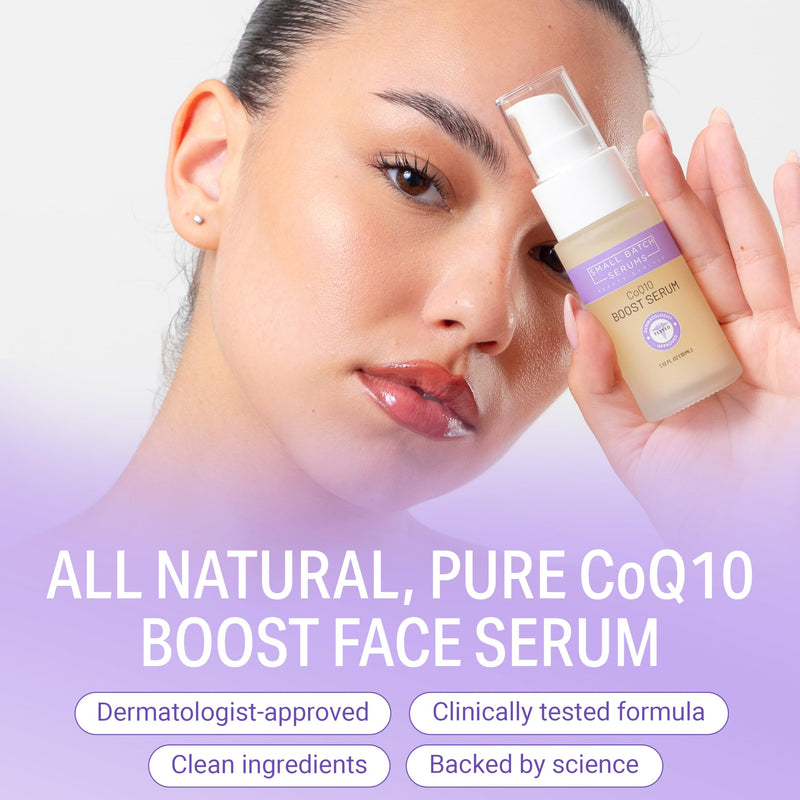 CoQ10 Pure Boost Glowing Face Serum - Coenzyme Q10 Serum with Hyaluronic Acid & Vitamin E for Enhanced Anti Aging Skin Care - Hydrating Hyaluronic Acid Facial Serum - Made in USA CoQ10
