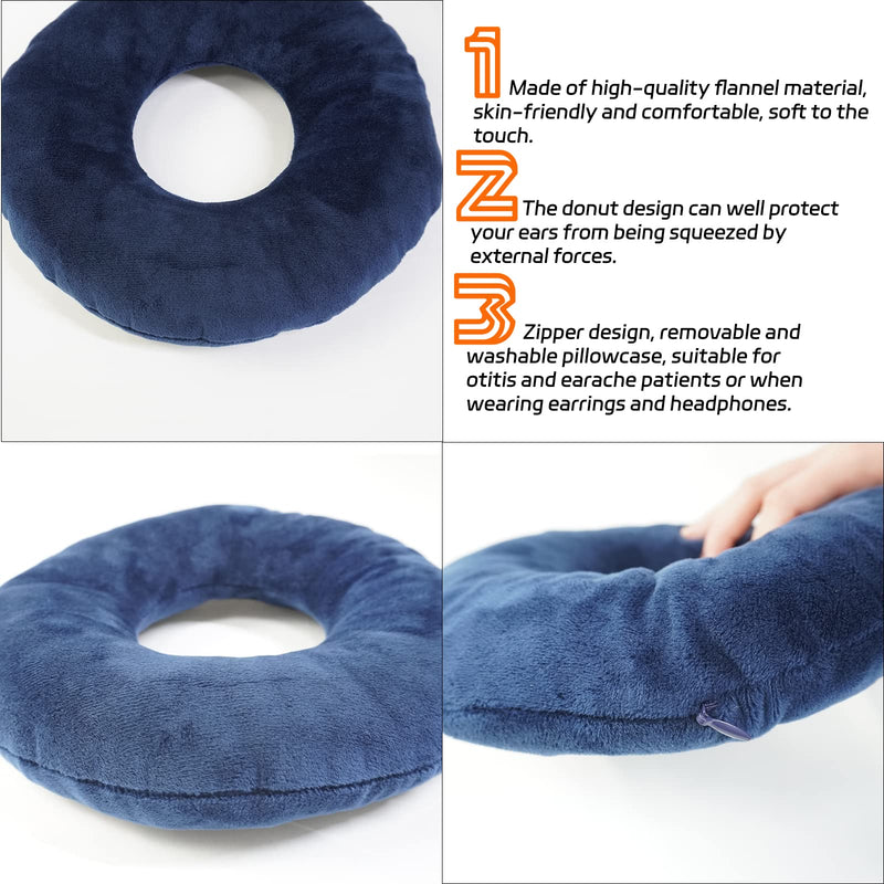 [Australia] - S-SNAIL-OO Ear Piercing Pillow for Side Sleepers，Small Pillow with Ear Hole Donut Pillow for Ear Relief Ear Pressure Ear Pain，Headphones (Blue) Blue 