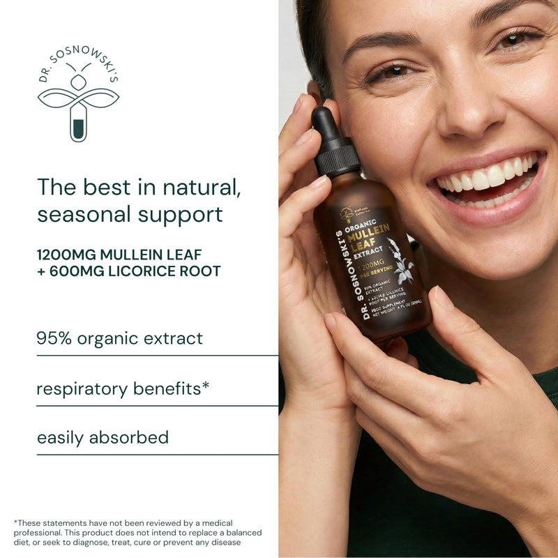 Mullein Drops for Lungs | 4 fl oz Organic Mullein Leaf Extract Liquid | 72,000mg Bottle with Liquorice Root | Flavonoid Support, Saponin Balance | 2 Months Supply 120ml