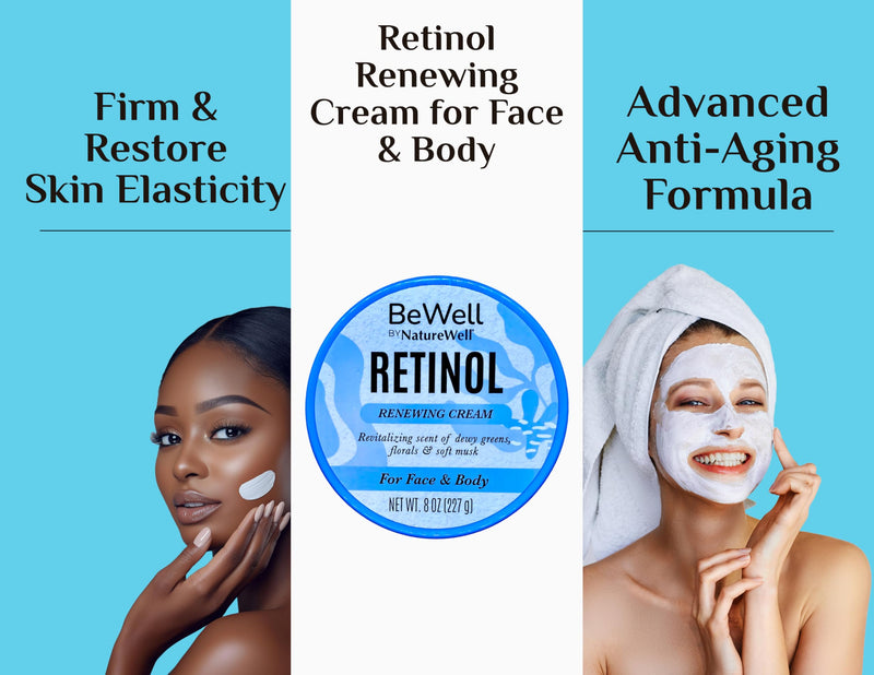 Retinol Renewing Cream for Face & Body 8oz – Advanced Anti-Aging Formula to Hydrate, Firm & Restore Skin Elasticity.