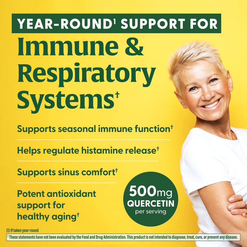 [Australia] - MegaFood Quercetin with Bromelain - Respiratory & Seasonal Immune Support Supplement - Quercetin 500mg Capsules & Enhanced Absorption with Bromelain - Vegan, Gluten-Free - 60 Capsules, 30 Servings 