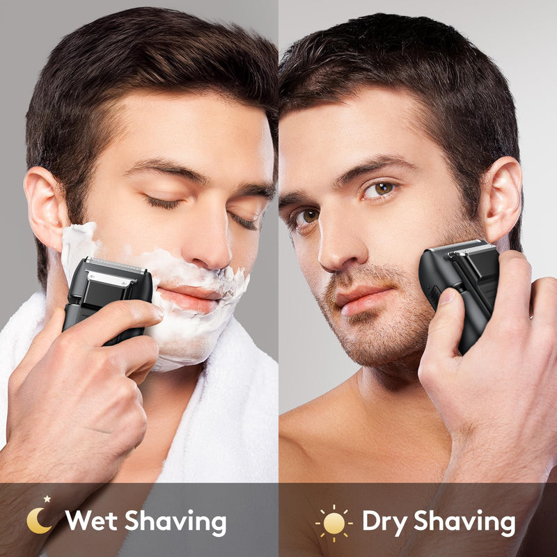 Brightup Foil Shavers for Men - Smooth & Close Electric Razor for Men with Pop Up Trimmer - Wet Dry Shaving/Travel Lock/LED Display/IPX6 Waterproof Black