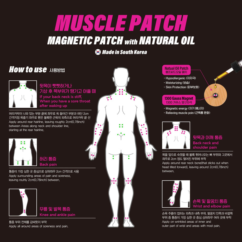 [Australia] - [45Pack] Muscle Magnetic Patch with Natural Oil, Magnetic Acupressure Patches, 1300 Gauss, Magnet Therapy, Light Magnetic Energies, Made in South Korea (45) 45 