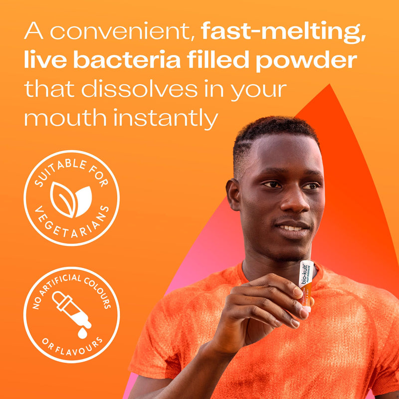 Bio-Kult Everyday Fast Dissolve Powder – 2 Billion CFU + Vitamins C & D | 3 Clinically Researched Strains for Daily Gut & Digestive Support | Peach Flavour | Fast-Melting, No Water Needed | 30 Sachets