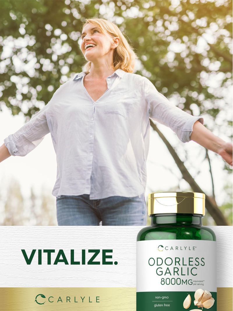 [Australia] - Carlyle Odorless Garlic Softgels 8000 mg | 300 Count | High Potency Formula | Non-GMO and Soy Free 