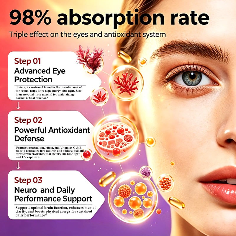 Astaxanthin 12mg Softgels, Potency Astaxanthin Supplements from Microalgae | Triple Strength with Lutein, Vitamin C, E & Zinc, Antioxidant for Eye, Skin & Vision Support, Non-GMO, Gluten Free, 120 Count