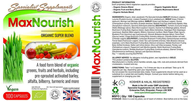 MaxNourish Organic 100 Capsules, (Pack of 1)