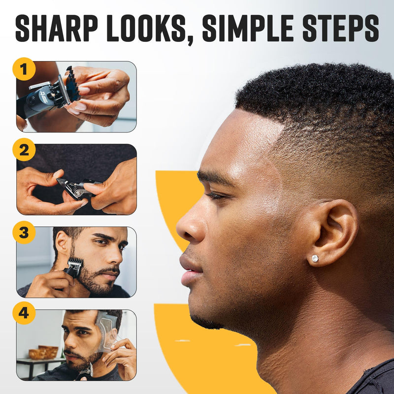 [Australia] - The Cut Buddy Clipper & Grooming Set, Cordless Hair & Beard Trimmer with Ceramic & Titanium Blades, 7 Guards, Waterproof, Beginner Kit 