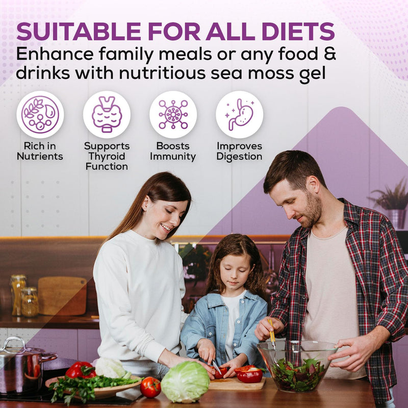 Purple Sea Moss Raw Organic| Makes 160oz of Gel - 100% Wild Crafted| Non-GMO Sun-Dried Mineral Rich Super Food for Energy| Booster Healthy, Immunity Digestion (8oz) Purple 8 Ounce