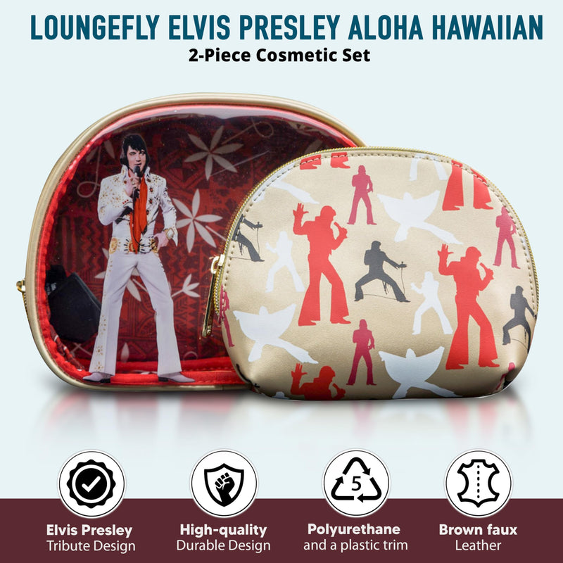 Loungefly Elvis Presley Aloha Hawaiian Print 2-Piece Cosmetic Set