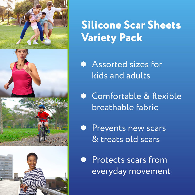 [Australia] - ScarAway Advanced Silicone Scar Sheets, Medical Grade Variety Pack Silicone Strips, Scar Treatment & Prevention for Surgical, Burn, Body, Acne, Hypertrophic & Keloid Scars, 8 Reuseable Sheets 