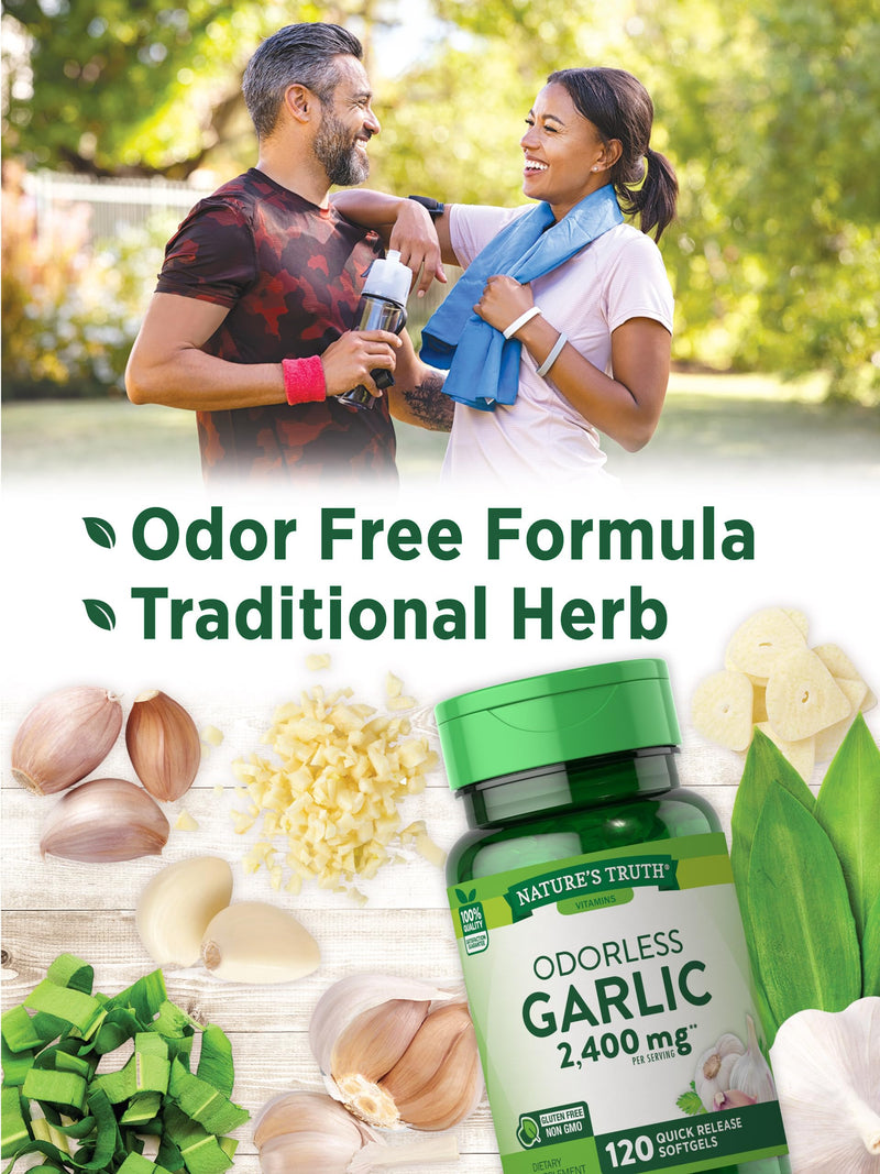 [Australia] - Odorless Garlic 2400 mg | 120 Softgel Capsules | High Strength Extract Pills | Non-GMO, Gluten Free Supplement | by Nature's Truth 120 Count (Pack of 1) 