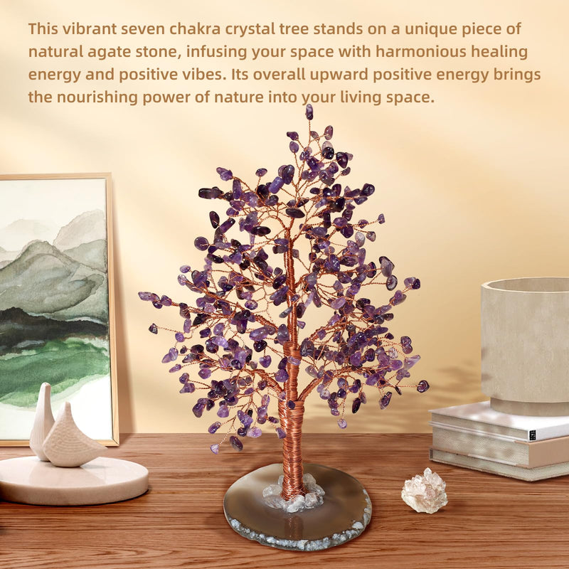 Hopeseed Amethyst Chakra Crystal Tree of Life Handmade Bonsai Healing Crystals Tree for Home, Desk, Living Room, Office Decor for Positive Energy, Good Luck Birthday Gift for Women, Mom, Men Amethyst Chakra Tree