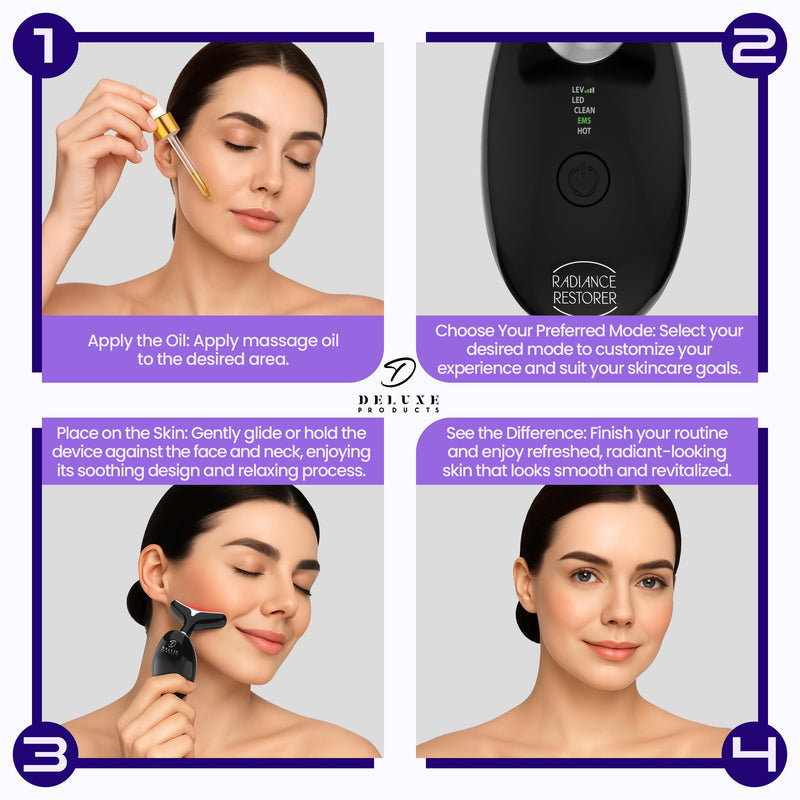 [Australia] - Radiance Restorer - Complete Wrinkle, Massage & Aromatherapy System - 7-Color LED Light Therapy, 3 Massage Functions, *Plus Heat!* - *Choice of Aromatherpay Massage Oil* - *Web App!* (Lavender) Lavender 