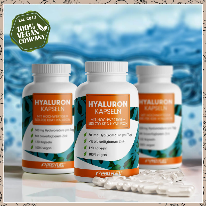 [Australia] - Hyaluronic capsules 120x - optimally high dose with 500 mg hyaluronic acid per day - high-quality 500-700 kDa hyaluronic acid + 2 mg bioavailable zinc from zinc bisglycinate - laboratory tested with certificate - 100% vegan 1x 120 capsules 