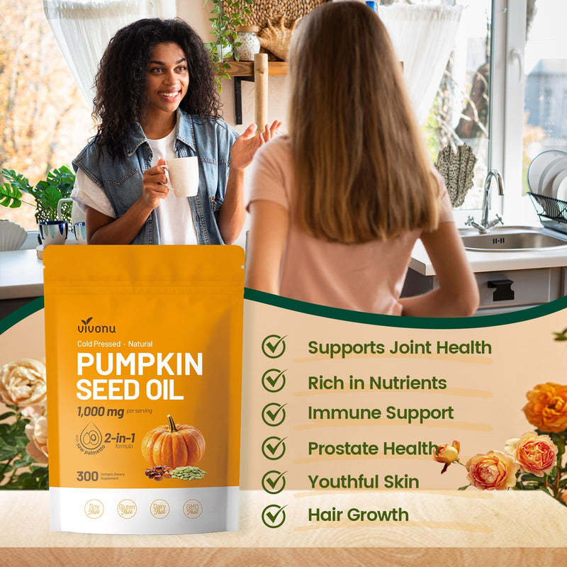 [Australia] - Pumpkin Seed Oil with Saw Palmetto Capsules | Cold Pressed, Pure Virgin Oil, Essential Fatty Acids & Phytosterols 300 Softgels Supports Hair, Urinary, Bladder & Prostate Health, Non-GMO 300pcs/1bag 