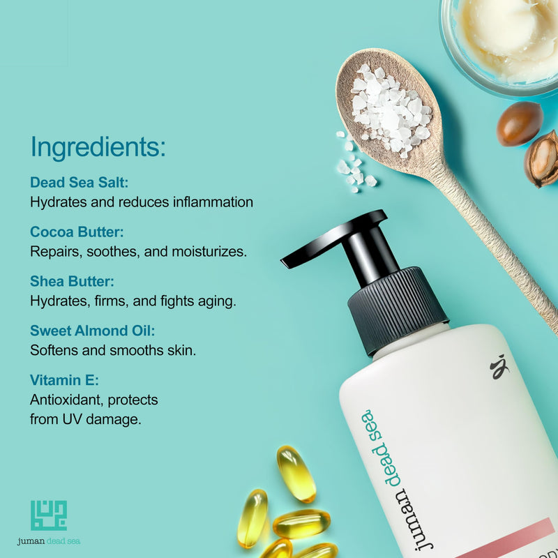 JUMAN Dead Sea Minerals Shea Butter Body Lotion | Fast Absorbing & Non-Greasy Body Moisturizer | Citrus | Infused with Almond Oil & Vitamin E | SLS & Paraben Free | 11.8 OZ