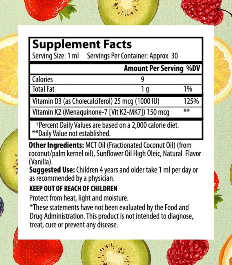 [Australia] - Go Healthy Kids Vitamins D3 K2 (MK-7), Child Vitamin D, Liquid Vegan D3 K2 Drops for Kids, Sugar-Free, Easy-to-Absorb, Children's Growth & Immune Support, Vanilla Flavor - 30 Servings 