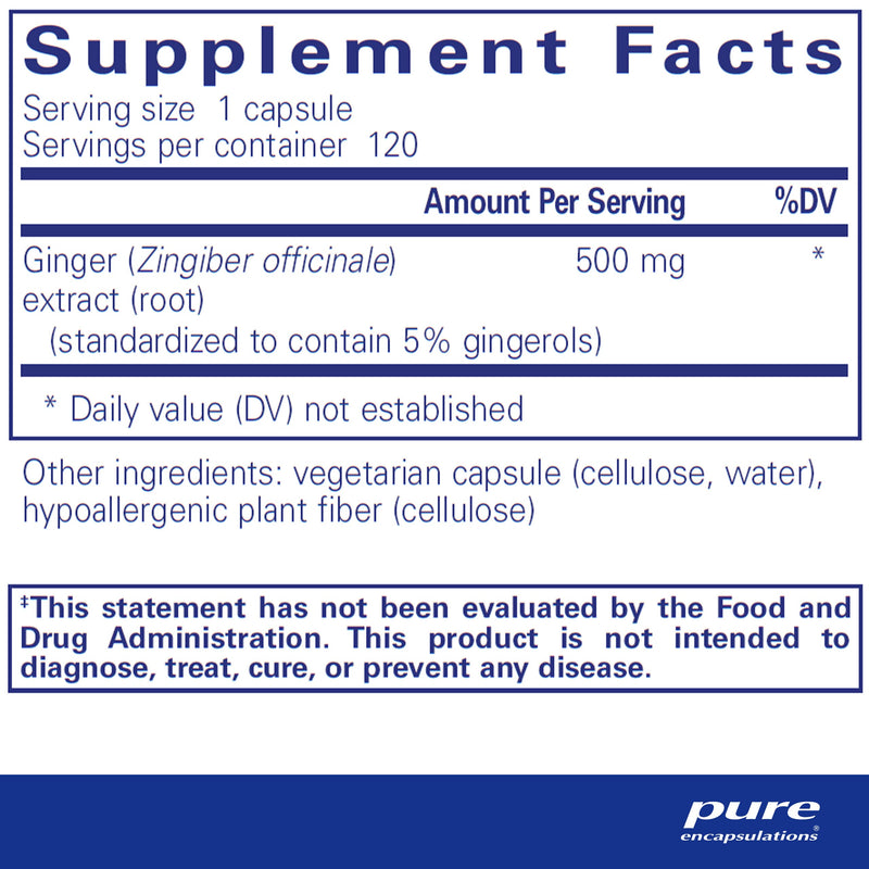 [Australia] - Pure Encapsulations Ginger Extract | Supplement to Support The Digestive, Musculoskeletal, and Cardiovascular Systems* | 120 Capsules 120 Count (Pack of 1) 