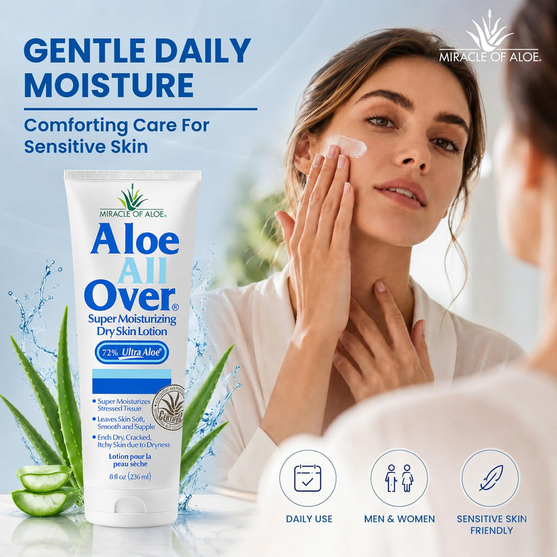 Miracle of Aloe Aloe Vera Lotion, 72% UltraAloe Gel, Dry Skin, 1 Oz, 3 Pack | For Face, Hands & Body Moisturizer, After Sun Lotion For Men, Women & Kids, With Chamomile & Vitamin E, Travel Size 1 Ounce (Pack of 3)