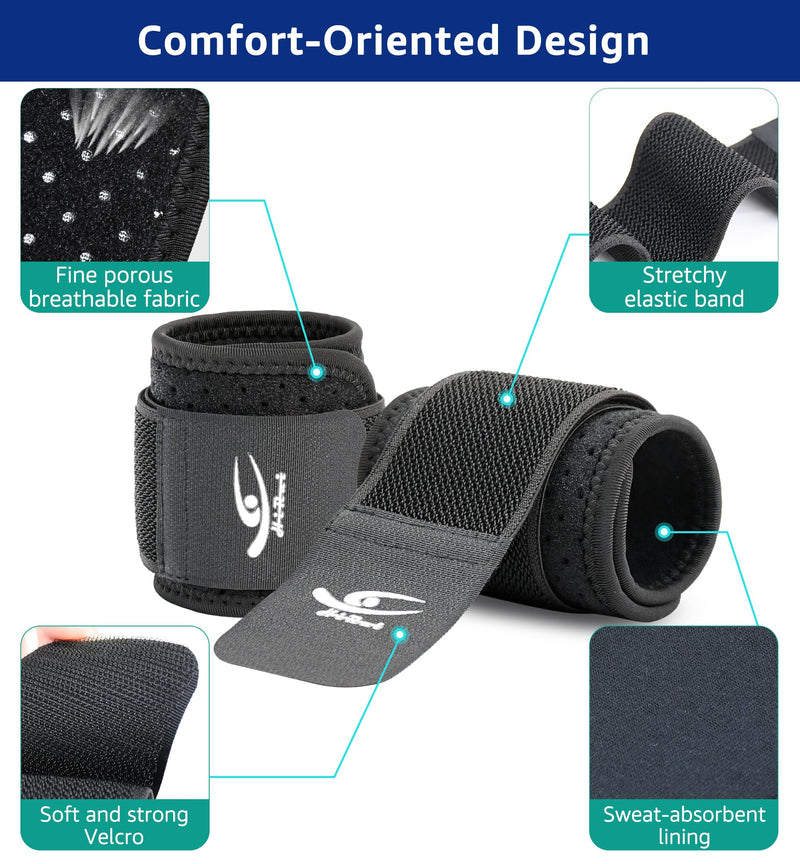 HiRui Wrist Brace (2 PCS) - Adjustable Compression for Carpal Tunnel Arthritis Tendonitis Sprain Pain Relief | Wrist Support Wrist Wraps for Both Hands, Ideal for Sports & Gym Workouts (Black) Black