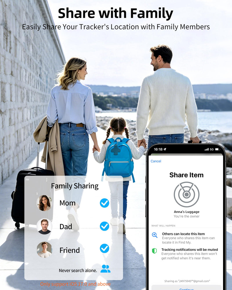 Luggage Tag, Built-in Smart Bluetooth Tracker, Plane Travel Essentials | Item Finder Compatible with Apple Find My (iOS) & Google Find Hub (Android) for Luggage, Bag and More, Rechargeable, Black