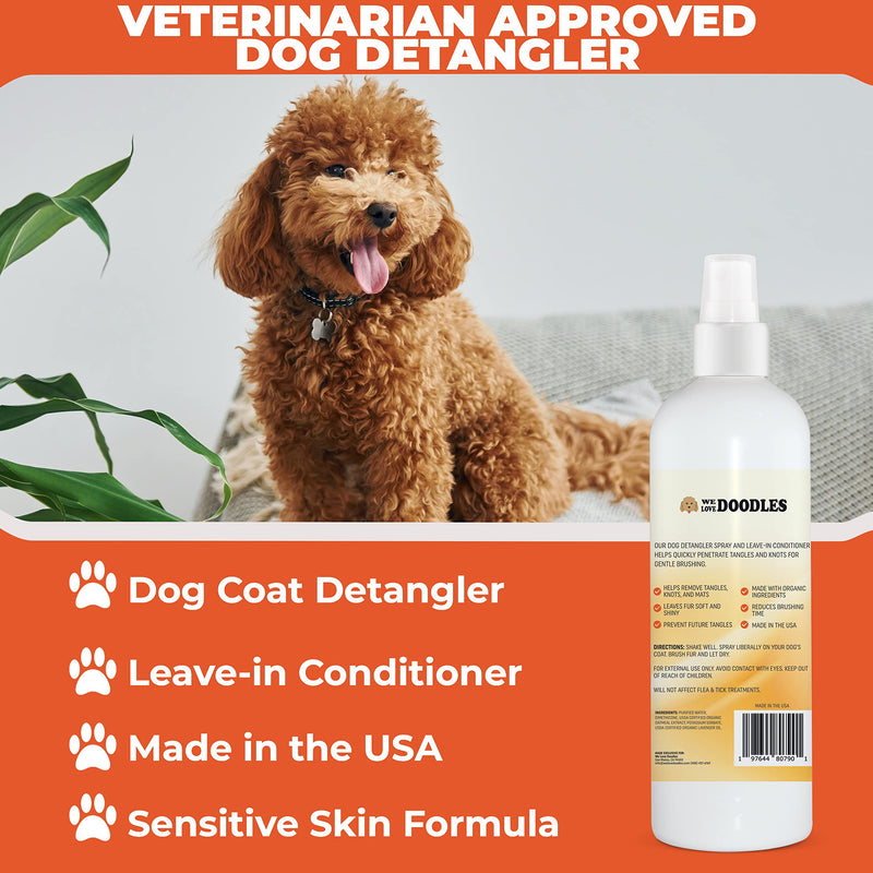 We Love Doodles 4-in-1 Lavender Shampoo, Conditioner & Detangler Bundle - Grooming & Tangle Remover Spray (Mango) - Made in USA - PawsPlanet Australia