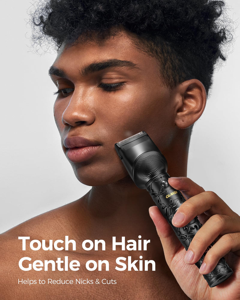 [Australia] - GLAKER 6 IN 1 Beard Trimmer Men's Set, Hair Clipper Professional Hair Trimmer Razor Nose Hair Trimmer Body Shaver with a Running Time of 150 Minutes USB-C Rechargeable (Black) Black 