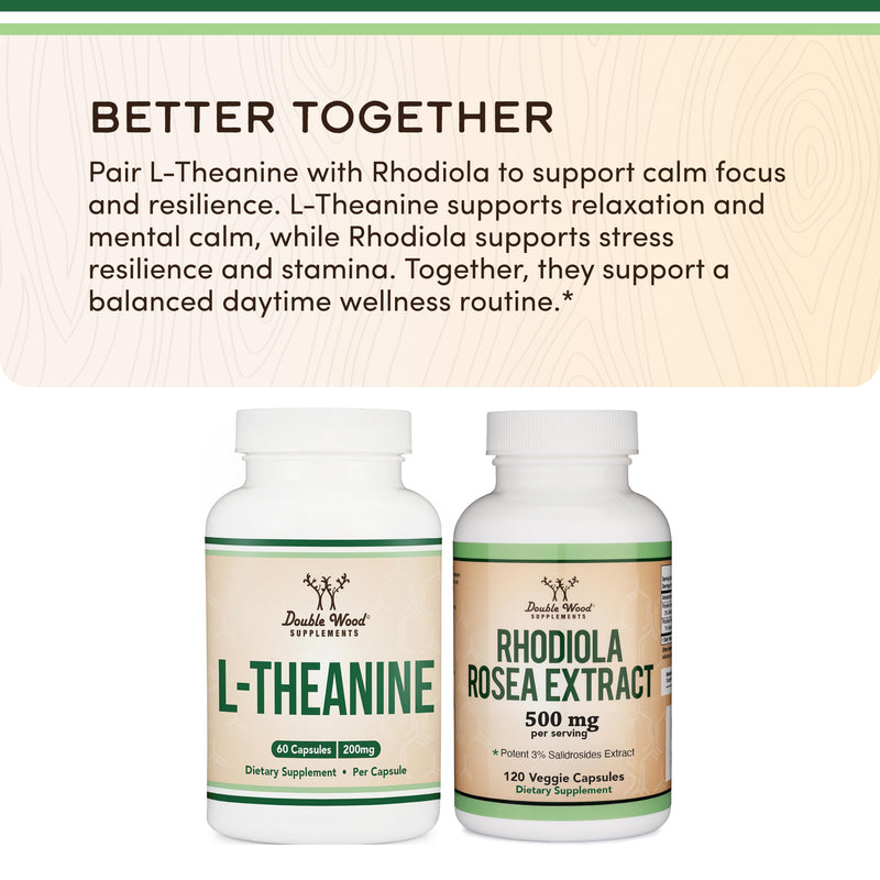 L-Theanine 200mg, Calm, Restful Sleep & Focus, 60 Capsules | Calm & Stress Relief, Restful Sleep Support, Calm Focus Without Jitters, Non-GMO, Third-Party Tested 60 Count (Pack of 1)
