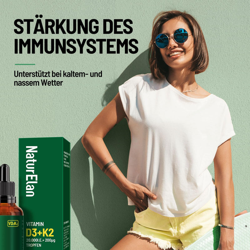 [Australia] - Vitamin D3 K2 high-dose drops - 20000I.U. + Vitamin K2 MK7 200 mcg per dose, vegetarian, without additives, produced in Germany 