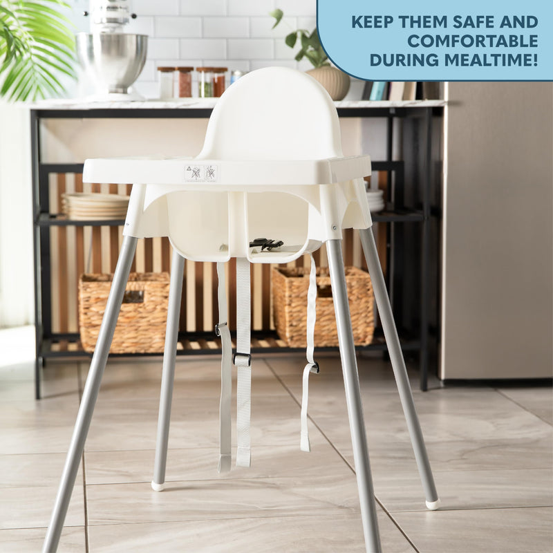 [Australia] - Today's Kids High Chair Straps Replacement Compatible with IKEA Antilop High Chair - Heavy Duty 3 Point Harness Seat Belt, Adjustable Durable Polyester, Soft & Comfortable on Baby's Skin - Gray 